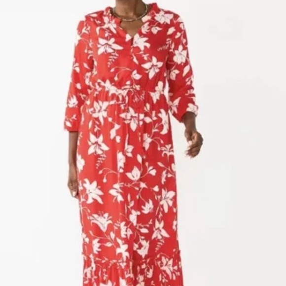 CROFT & BARROW BEAUTIFUL FLORAL PRINT MAXI DRESS SIZE PXXL - Picture 2 of 16
